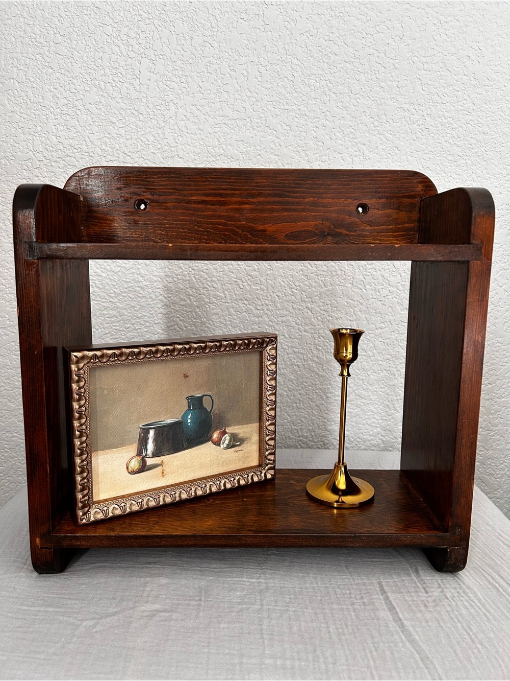 Rustic Dark Brown Wooden Wall Shelf - Home Wall Decor